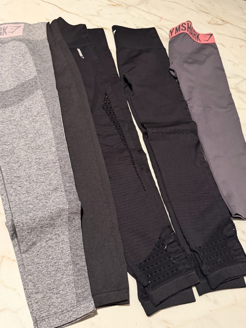 Gymshark Multi-Pack Leggings in Black, Gray and Pink-Trim Bundle of 5